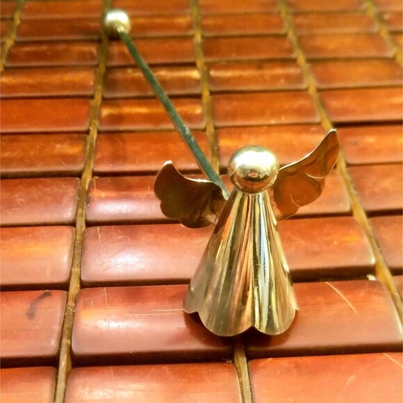 Vintage Angel Candle Snuffer Silverplate On Brass Made In Hong Kong 9.52" Long - Picture 1 of 5